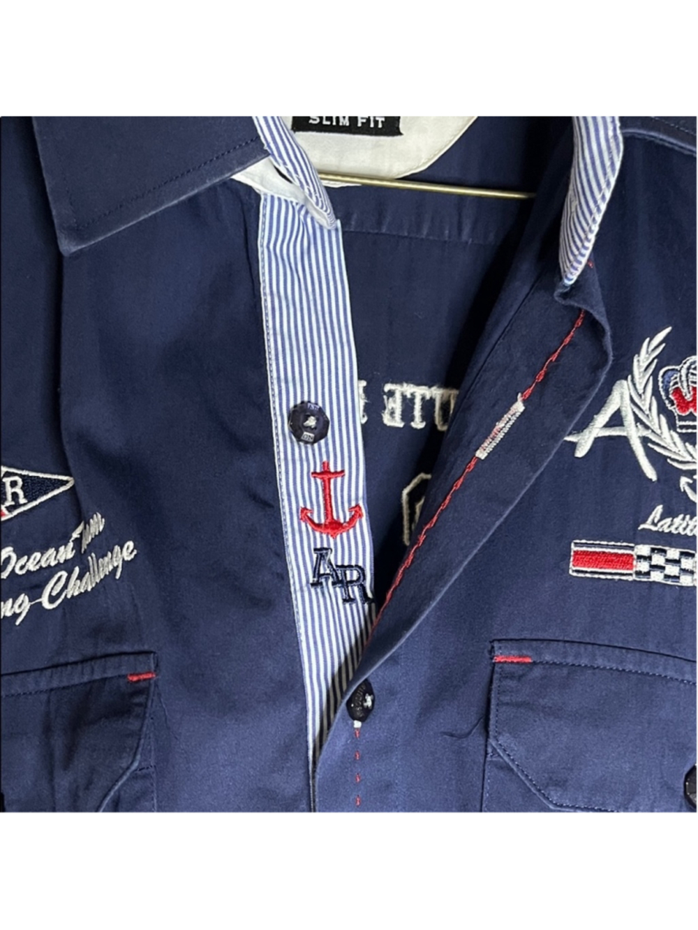 Absolute Rebellion Navy Blue Casual Button Down Shirt - Picture 3 of 6
